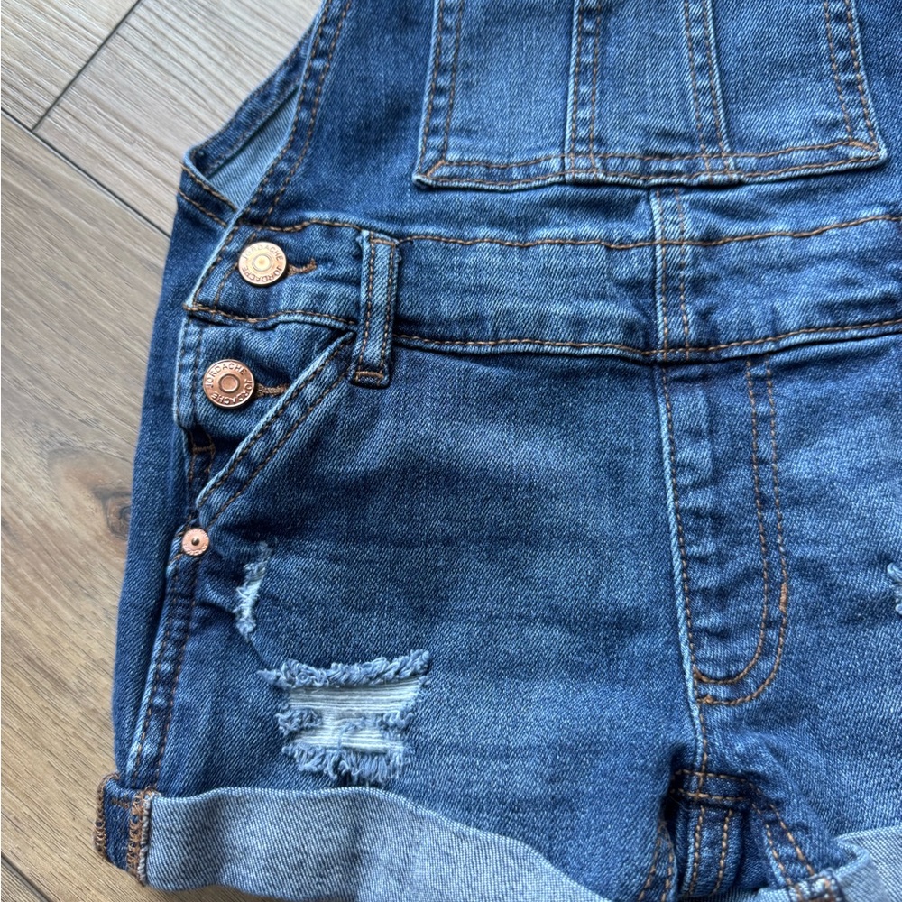 Jordache Blue Kids’ Denim Short Overalls with Copper Hardware | EUC |4-5 |cotton - Picture 2 of 6